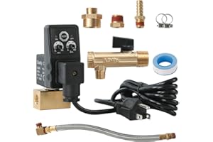 SUNROAD Automatic Electronic Tank Drain Kit, 1/4" NPT Timer Operated Compressor Air Drain Valves with 1/4" flexible Braided Steel Tube and Ball Valve Strainer 1/2" x 1/4" MNPT