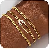 Reuscol Gold Bracelets for Women Dainty Gold Bracelet Stack Layered Bracelets Sets 14K Gold Plated Christmas Bracelets Jewelry Christmas Gifts for Women
