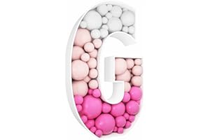 JW PASSION - PREMIUM QUALITY, MADE WITH PASSION 3FT Tall Mosaic Balloon Frame Letters Big Marquee Light Up Letters DIY Kit for Birthday Party Wedding Backdrop Decor Letter G Pre-Cut Foam Board