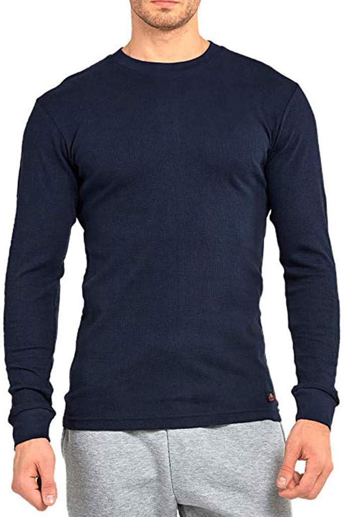 HETde Men Blouse, Men's Autumn Winter Casual Brushed O-Neck Long Sleeve Base Shirt Top Blouse