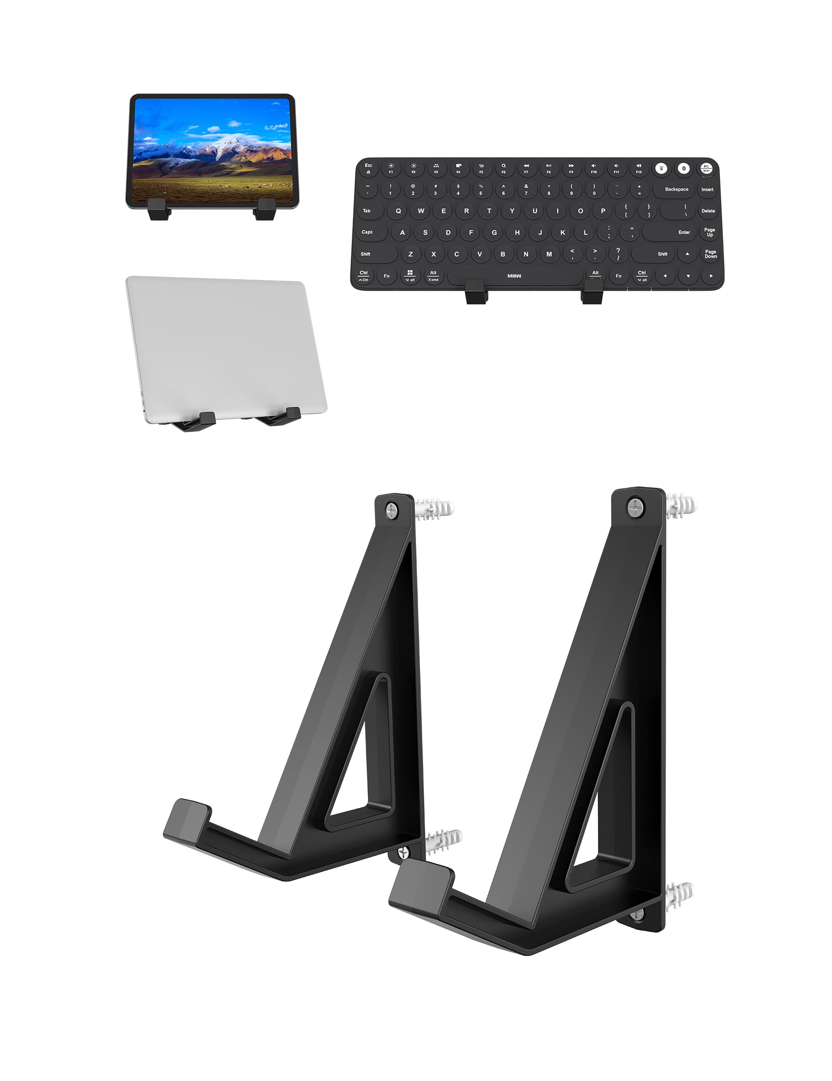 Photo 1 of TYAMTOGSM Keyboard Storage Wall Mount Fit for Tablet/Laptop Wall Display Compatible with Wall Hangers for Pictures/Paintings/Frames/Books Fixed by Adhesive or Screw (Black)