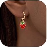 Tiny Strawberry Earrings for Women Cute Fruit Huggie Hoop Earrings Gold Small Hoop Earring Strawberry Jewelry Gifts Trendy