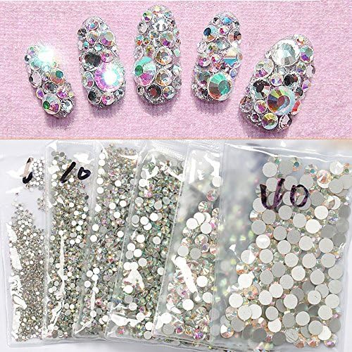 Top Quality SS20 AB 288pcs Crystal AB Color Super Shiny Nail Art Rhinestones Flat Back Non Hotfix Strass Stone 3D Nail Decorations Gems Accessories Manicure