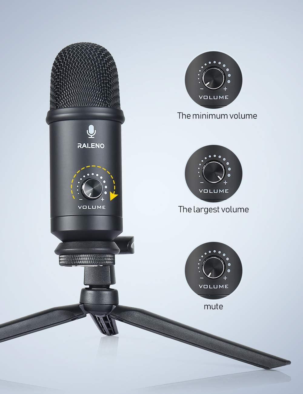 USB Microphone for Computer, RALENO Professional Studio Cardioid Condenser Mic Kit Compatible with Mac PC Laptop for Skype YouTube Teaching Gaming Recording.: Home Audio & Theater
