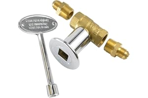 YOUHO Kaysection 1/2-Inch Straight Quarter-Turn Shut-Off Valve Kit for NG LP Gas Fire Pits with Polished Chrome Flange, 3-inch Key and 3/8 Male Flare x 1/2 NPT Fittings x 2