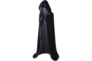 MAKLULU Hooded Cloak Long Velvet Cape for Adult Christmas Halloween Cloak Costumes Hooded Cape Masquerade Dress Up 55inch