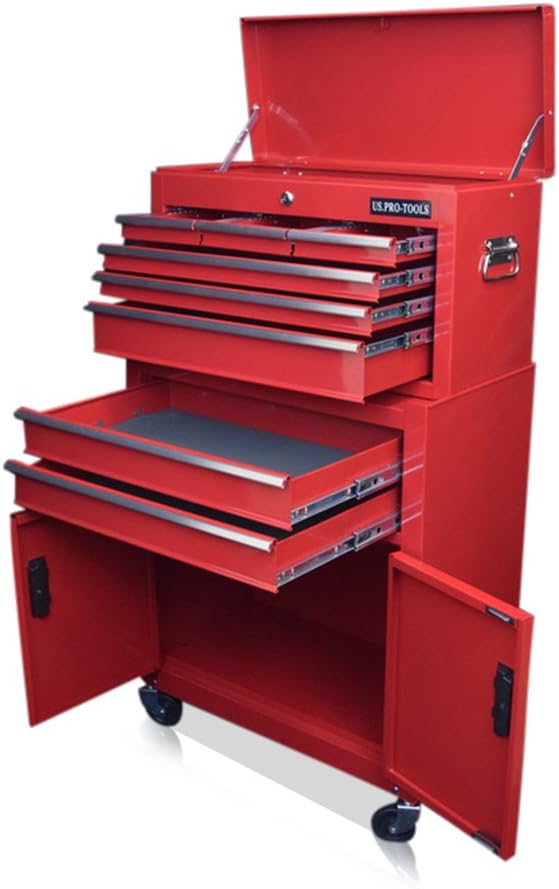 US Pro Tools Armoire à outils mobile sur roulettes Rouge Amazon.fr