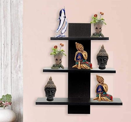 Amazing Shoppee Wall Shelves Shelf for Living Room Book Shelfs (3 Shelves) (Standard, Black)