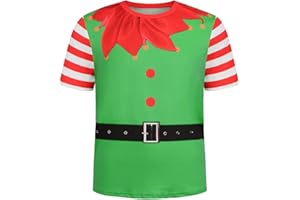 Colorful House Adult Santa's Elf Costume Unisex Christmas Elf T-Shirt Costume Printed Graphic Tee