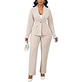 Ophestin Business 2 Piece Pant Suits for Women Dressy Blazer Straight Leg Pantsuit Set Formal Casual Office Work Outfits