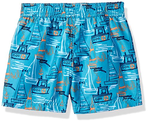 Kiko & Max Baby Boys Set With Short Sleeve Rashguard Swim Shirt, Boats Orange, 18M - Thumbnail 2
