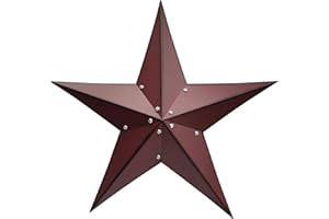 VIVICOMFY 24" Rustic Metal Barn Star Wall Decor-Handmade Red Barn Stars Indoor or Outdoor Decoration,Star for Outside Texas Stars Art Vintage Western Country Home Farmhouse Wall Art Décor