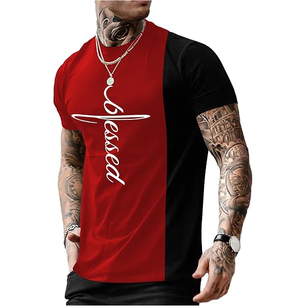 Verdusa Men's Graphic V-Neck T-Shirt - Short Sleeve, Drop Shoulder Casual Tee - View #5