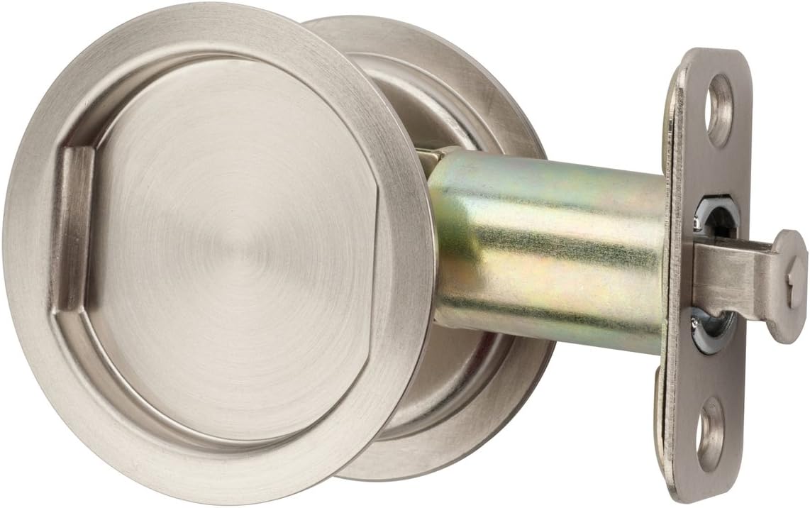 Citiloc Round Hall/Closet Passage Pocket Door Latch Satin Nickel