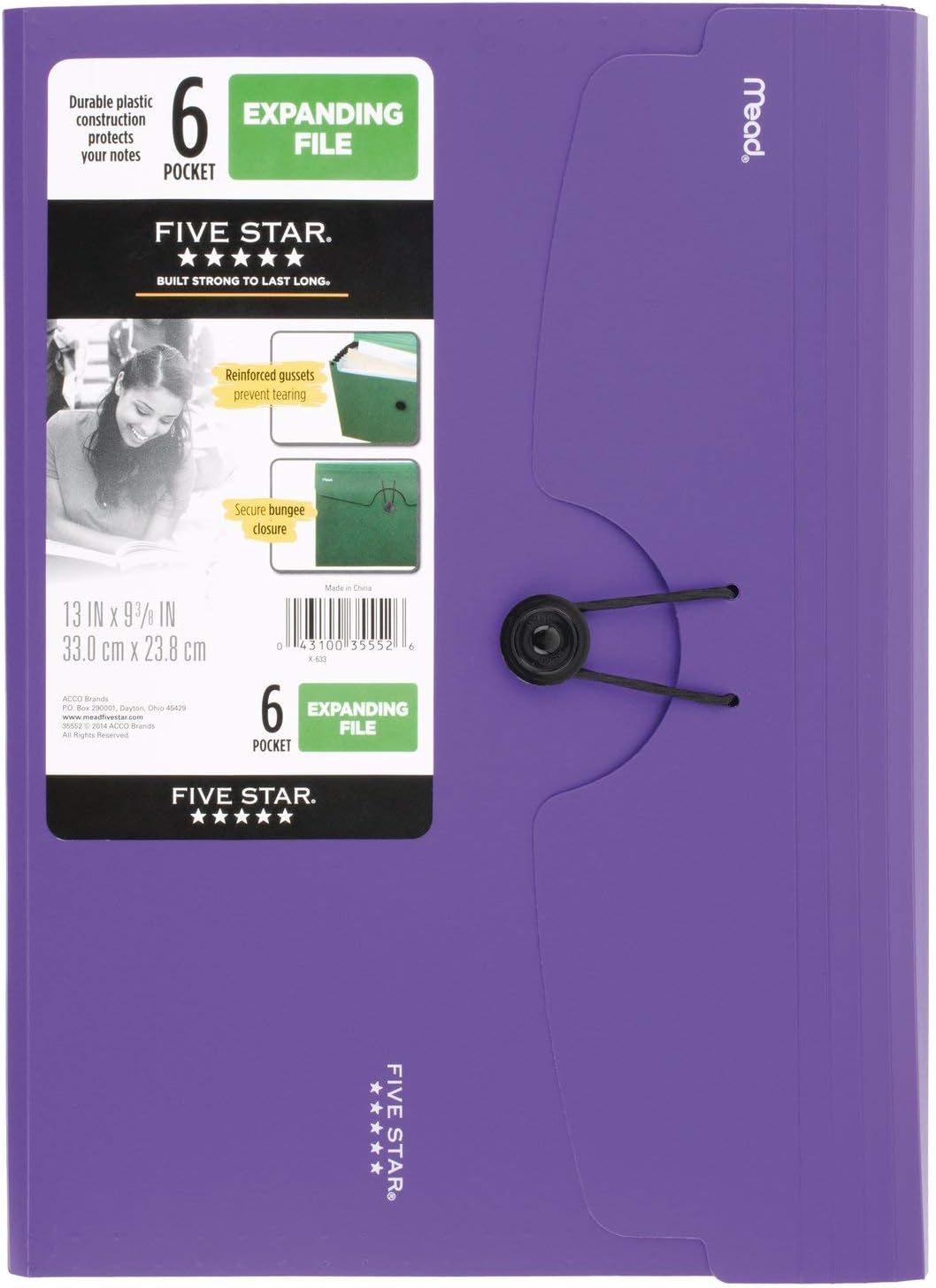 Five Star 6-Pocket Expanding File Organizer, Plastic Expandable Letter Size File Folders with Pockets, Home Office Supplies, Portable Paper Organizer for Receipts, Bills, Documents, Purple (72510) : Office Products