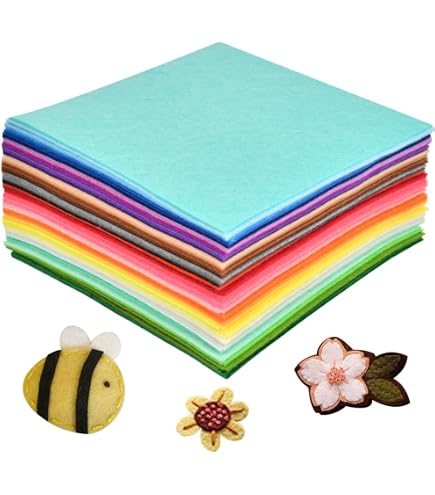 LIERFIS Lot de 40 feuilles en feutre, 15 x 15 cm, couleurs assorties, feutre rigide pour travaux de couture DIY, patchwork, projets scolaires, décoration, feuilles carrées en feutre de 1 mm d LIERFIS Lot de 40 feuilles en feutre, 15 x 15 cm, couleurs assorties, feutre rigide pour travaux de couture DIY, patchwork, projets scolaires, décoration, feuilles carrées en feutre de 1 mm d