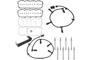 Glow Plug Kit - Fits Ford 6.0L Powerstroke 2004.5-2010 Glow Plugs Removal Tool Glow Plug Harness Valve Cover and Rocker Box Gaskets - DK Engine Parts