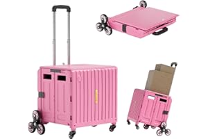 TODAYGO Foldable Utility Cart Stair Climber Wheeled,Collapsible Rolling Crate with Telescoping Handle,Stair Climbing Cart Used as Seat,Stair Climbing Portable Shopping Cart Foldable with Wheels,Cart on Wheels