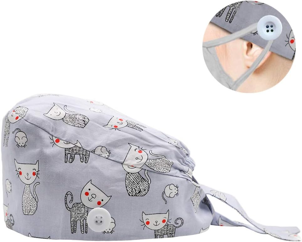 Hotme Women's and Men's Cap Working Hat with Button Sweatband Adjustable Tie Back Hats One Size Multiple Color