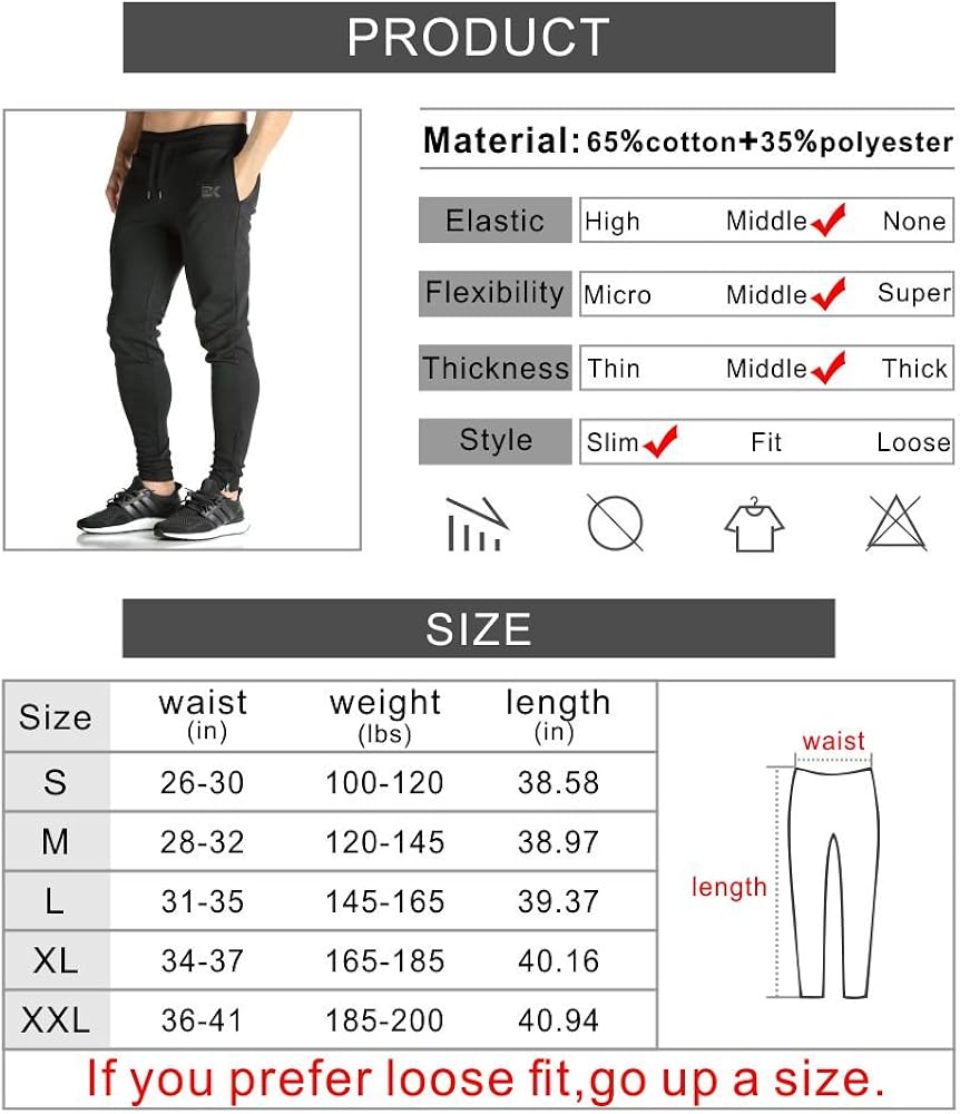 BROKIG Mens Zip Joggers Pants - Casual Gym Workout Track Pants Comfortable Slim Fit Tapered Sweatpants with Pockets at  Men’s Clothing store