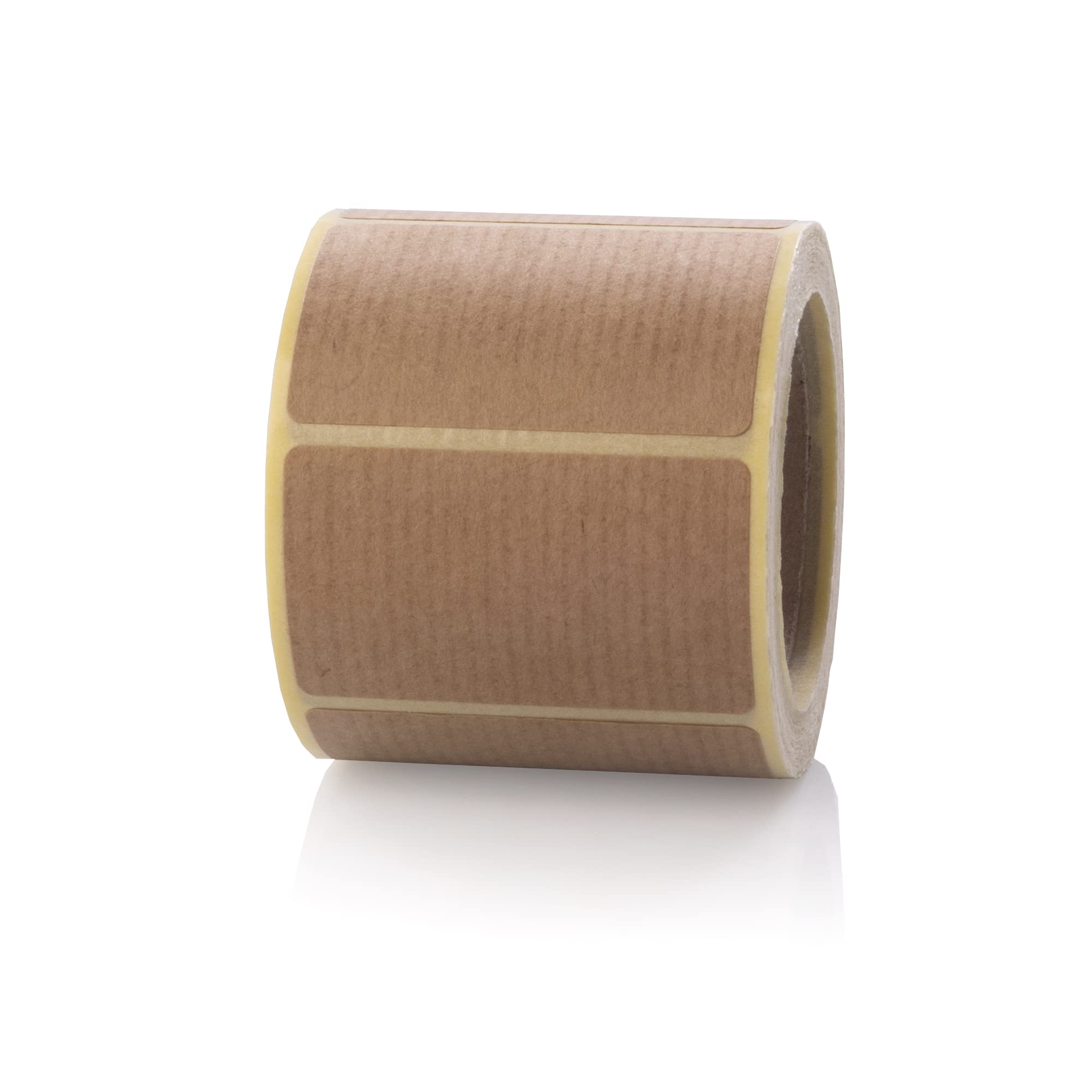 MD Labels 250 Brown Kraft Paper Labels on Roll 50 x 30 mm Natural Stickers with 40 mm Sleeve, Vintage Gift Stickers for Decoration & Packaging