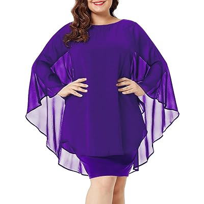 Urchics Womens Casual Chiffon Overlay Plus Size Dominican Republic