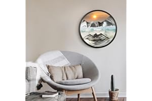 Mtadmai 17.3" Moving Sand Art, 3D Sand Art Pictures Deep Sea Sandscape Living Room Decoration, 360° Rotate, Glass Crafts Solid Wood Frame, Relaxing Mood Home Office Work Wall Art Decor