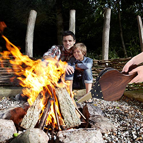 Exblue Fireplace Bellows Wood Hand Bellows Fire Blower Tool Brown Fire Bellows Fireplace BBQ Camping Small Broom Set - Thumbnail 3