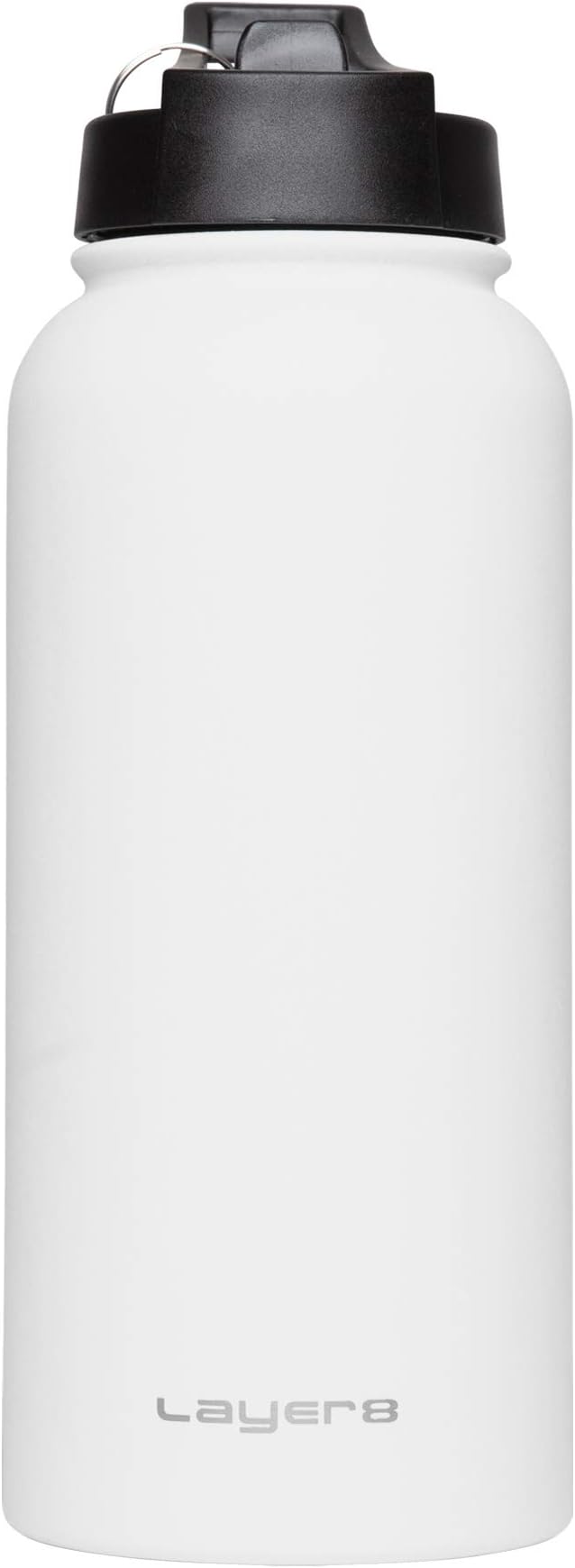 Layer 8 Stainless Steel Portable Water Bottle with Pop Up Straw and Screw on Lid