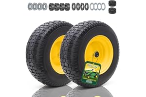 Wiltire 16x6.50-8 Tire and Wheel Assembly (2 Pack),Flat Free Lawn Mower Tires with Rim, Solid Rubber Riding Lawn Mower Tires 