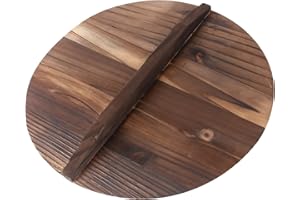 CATIEBYE Wooden Pot Cover 32cm Cooking Pan Lid Cedar Wood Protective Kitchen Pot Lid for Household Wok