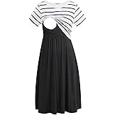Smallshow Women's Short Sleeve Patchwork Nursing Dresses for Breastfeeding