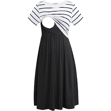 white christmas dresses 3/4 Sleeve Casual Maternity Nursing Dress Black / Small main image 1