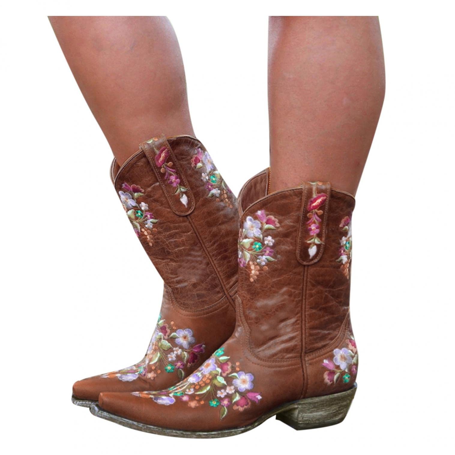 Hbeylia Cowboy Boots For Women Vintage Embroidery