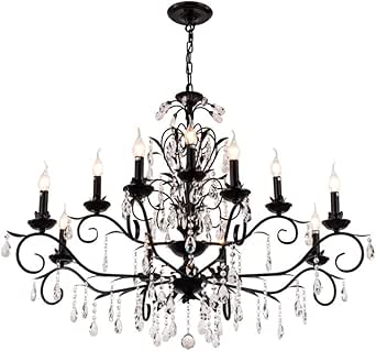 Candelabros de cristal vintage para loft, hierro forjado durante la luz