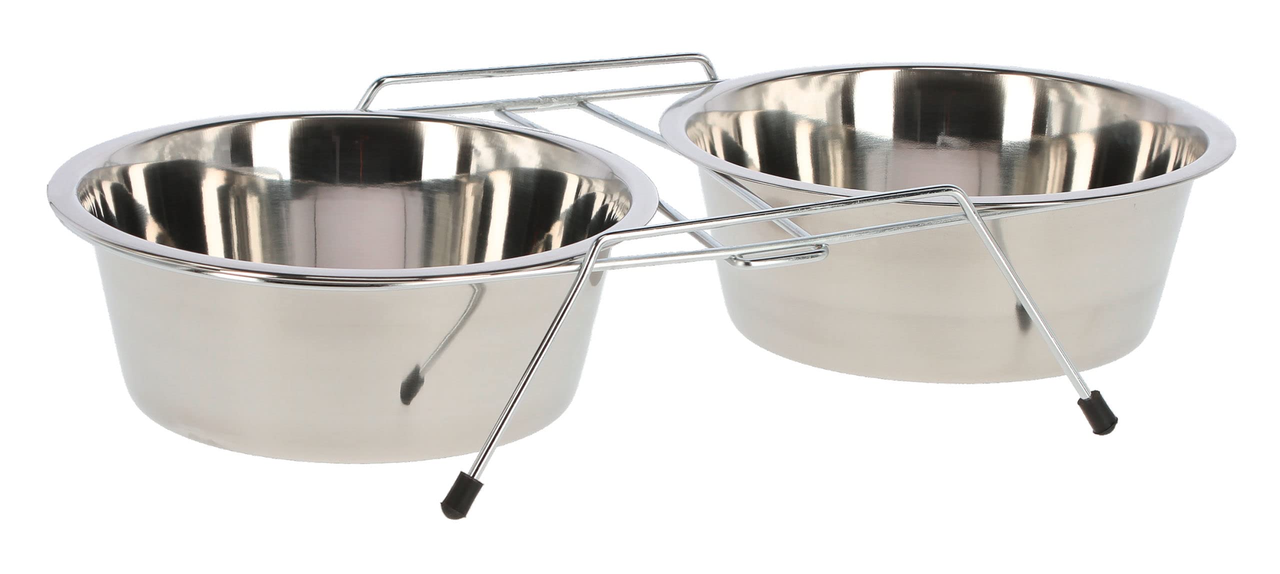 Kerbl Double Bowl Stand Including 2 Stainless Steel Bowls, No Slipping, Stable