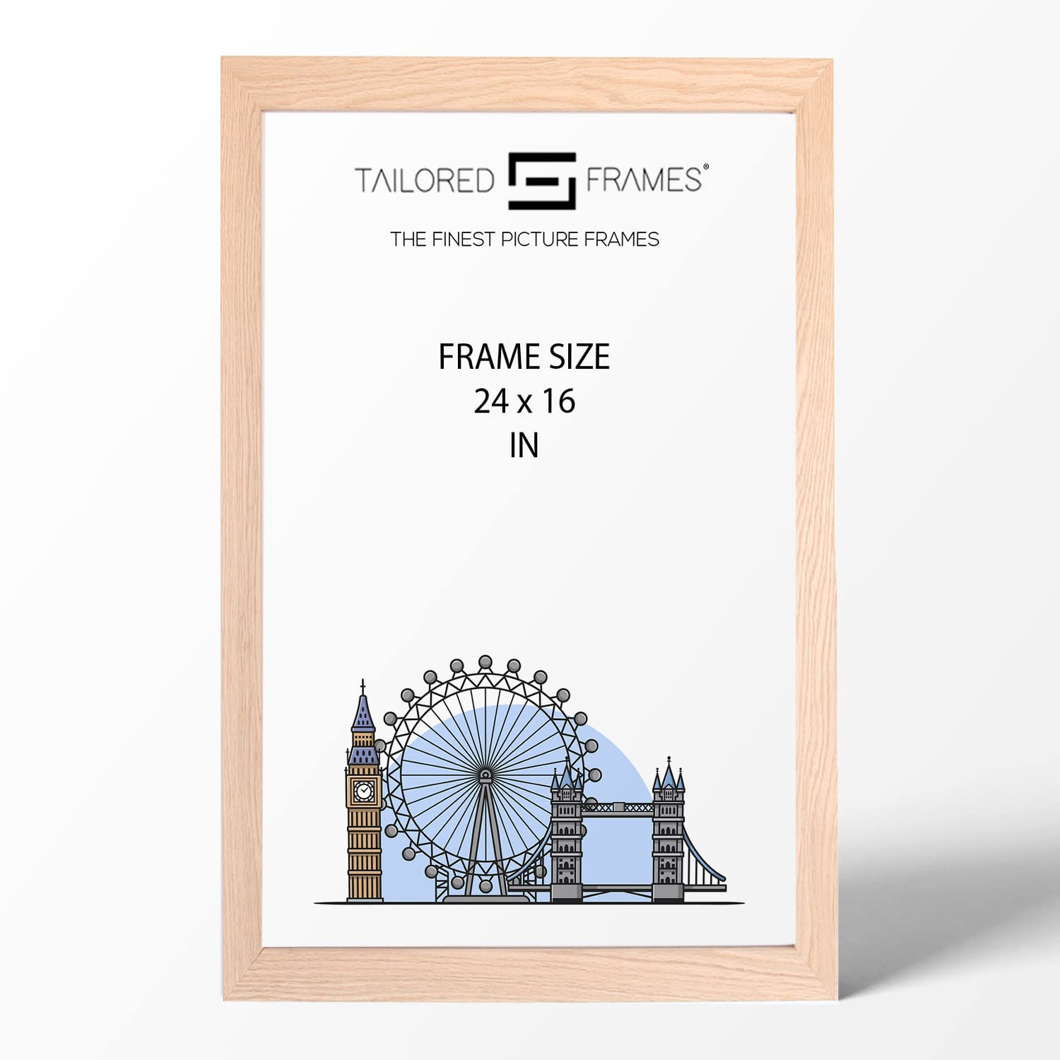 Tailored Frames Natural Oak Wood 24" x 16" Single Picture Frames | Wall Hanging Type | Photo Frame Without Mount