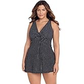 Miraclesuit Women's Plus Size Swimwear Pin Point Marais One Piece Swimdress