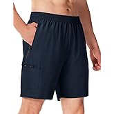 TBMPOY Men's Athletic Running Shorts 7" Quick Dry Hiking Cargo Workout Sports Lightweight Shorts with 4 Zipper Pockets
