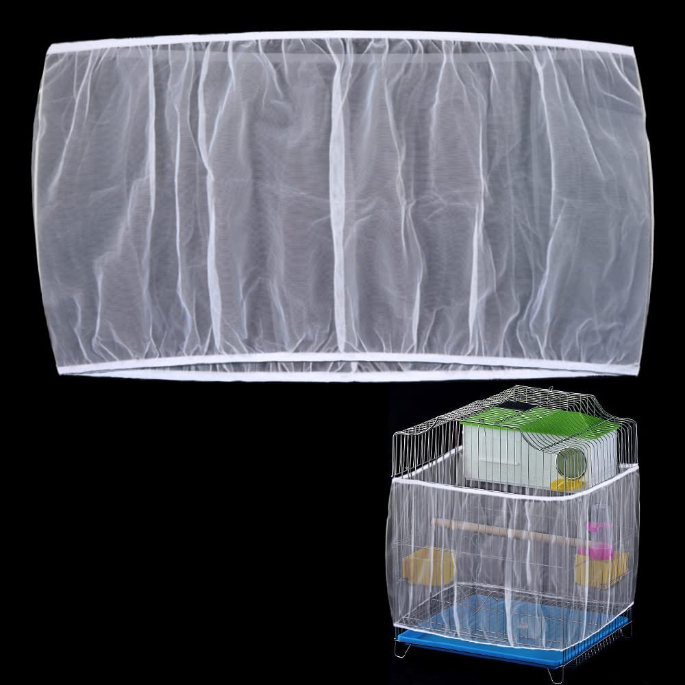 Chihutown Bird Cage Seed Catcher Skirt, Bird Cage Mesh Net Cover, Parakeet Cage Skirt, Bird Cage Cover Seed Catcher for Round Square Cages (white)