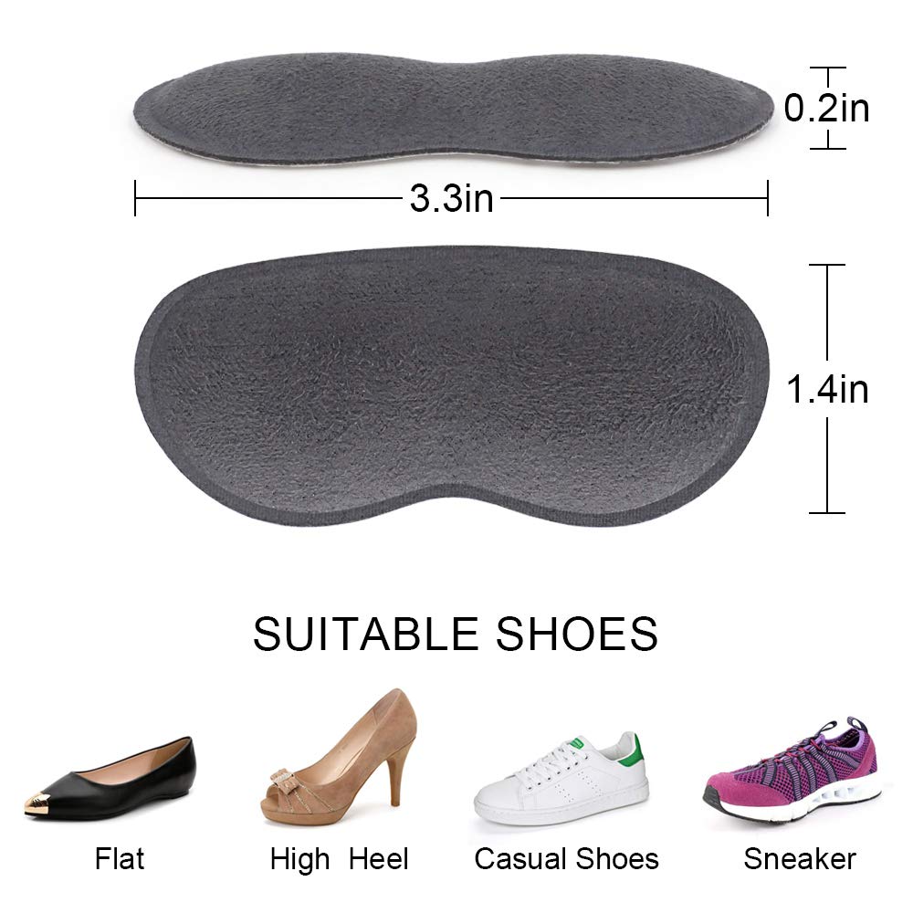 Dr. Foot\'s Heel Grips for Ladies Shoes, Shoes Too Big, Back Inserts Protect from rubbing and Slipping for Men and Women (Grey)