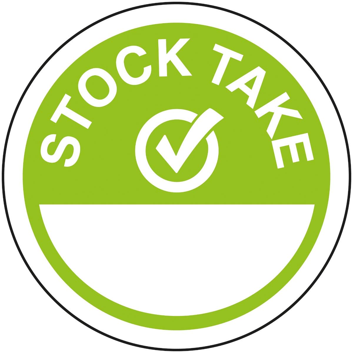 V Safety Stock Take Write On Lime Green Sticker - 50mm Diameter (Roll of 250)