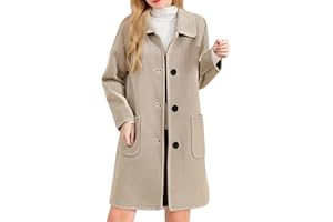 Plus Size Pea Coats for Women 2025 Stand Collar Single Breasted Wool Coat Casual Fall Long Sleeve Trench Coat