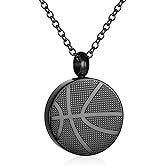 STEFWD Basketball Memorial Necklace For Ashes Of Loved Ones Stainless Steel Sport Cremation Jewelry Keepsake Urn Necklace For Men Child Women Souvenir