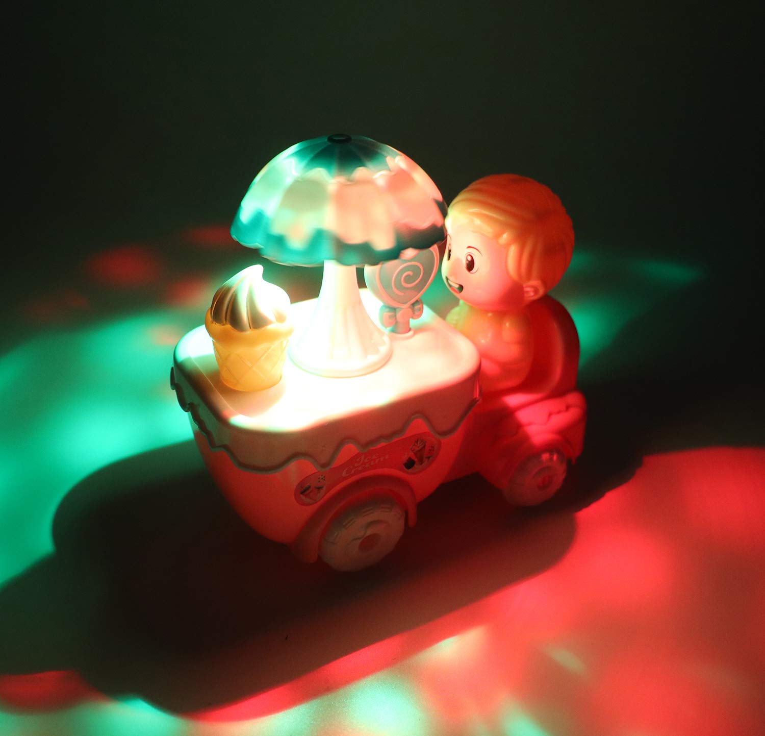 Aimoly Electric Ice Cream cart, Auto Driving,Automatic Obstacle Avoidance?Revolving Umbrella,Lighting Effect?Sweet Music ?Gift for Kids