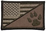 USA Flag/Tracker Paw Scout Emblem 2.25x3.5 Morale Patch - Multiple Color Options (Coyote Brown)
