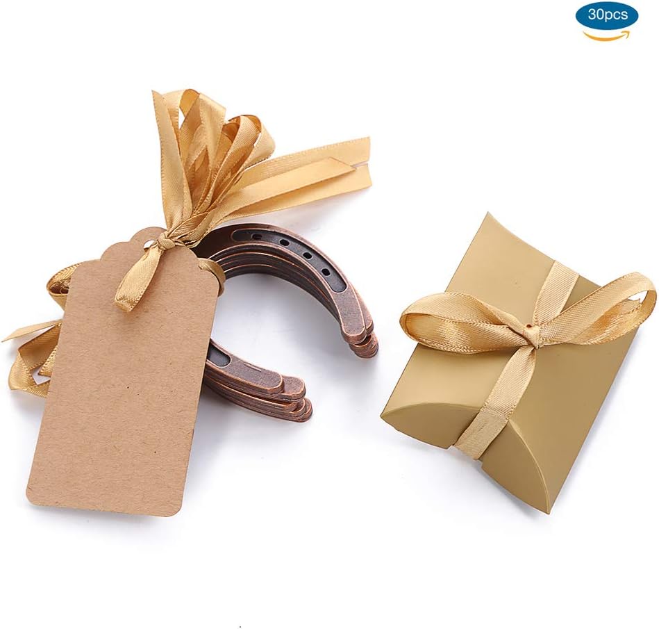ZKZNsmart 20pcs Good Lucky Horseshoe Wedding Favors with Suit Kraft Tags Rustic Horseshoe Gifts for Vintage Wedding Party Decorations Used for Wedding Birthday Party Home Decoration and DIY