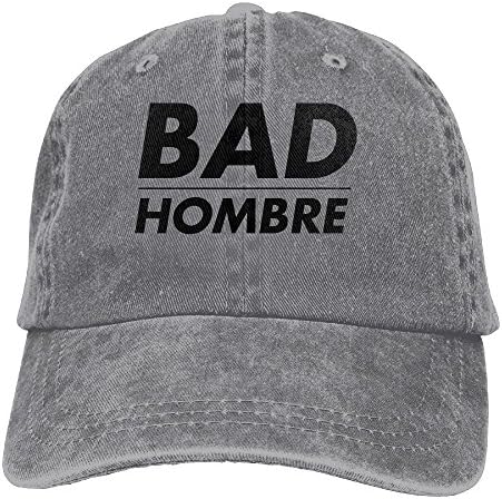 Bad Hombre Unisex Flat Bill Hip Hop Cap Baseball Hat Head-Wear Cotton Snapback Hats Ash