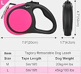 Taglory Retractable Dog Lead 5 m Pink 45 kg Anti-Tangle Heavy Duty Nylon view 4