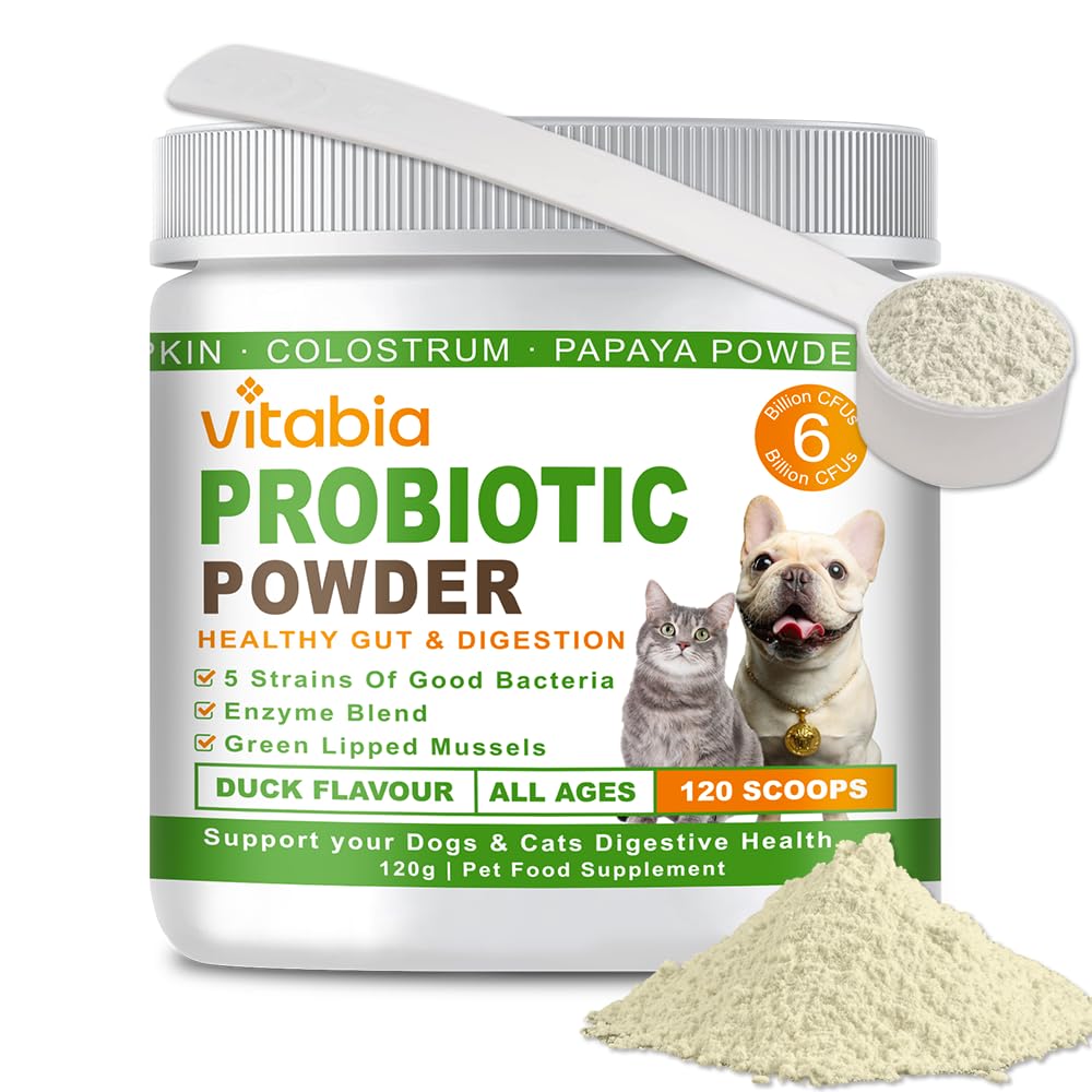 Probiotics For Dogs and Cats Powder - Natural Dog Treats For Gut Health, Itchy Skin Relief, Scooter Gland Treatment For dogs cats With Green Lipped Mussels, Psyllium Husk, Pumpkin, Probiotics Dog